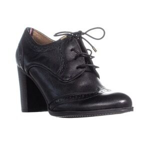 New Tommy Hilfiger Fabiola Black Oxford Bootie Heel